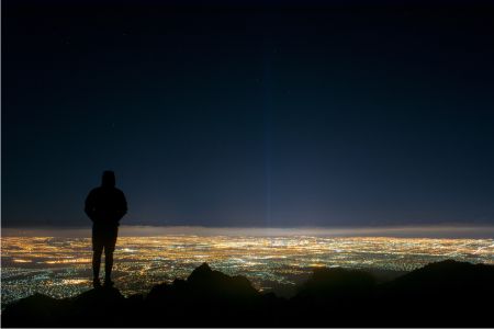 Nighttime Vista View of City