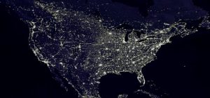 US Electric Grid at Seen at Night from Space