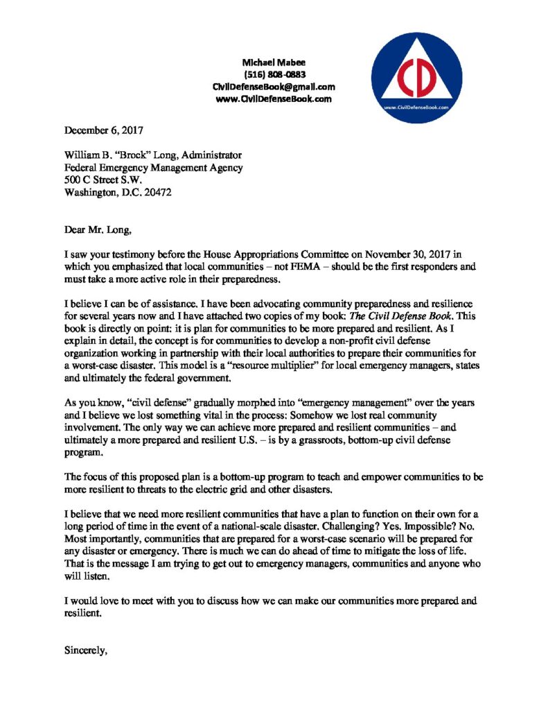 2017-12-06-Letter-to-FEMA-Administrator-pdf-1 | Secure the Grid