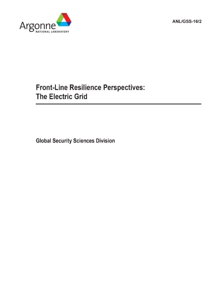 Front Line Resilience Perspectives The Electric Grid Pdf Secure The Grid
