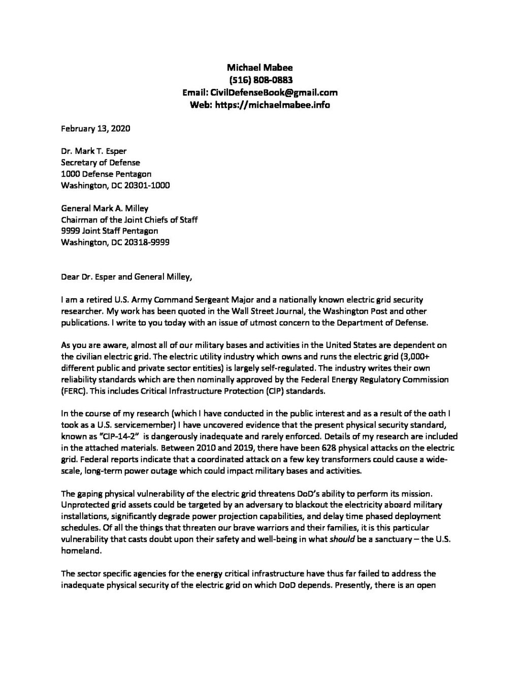 2020-02-13-SecDef-CJCS-Letter-pdf | Secure the Grid