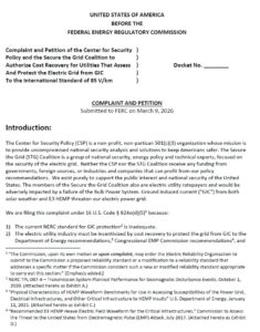 Federal complaint filed to secure the grid